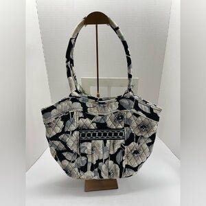 Vera Bradley Black and Cream Floral Tote